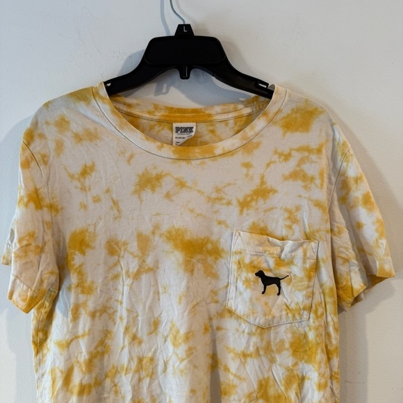 VS PINK women’s yellow tie-dye tee shirt Sz XS - Picture 2 of 6